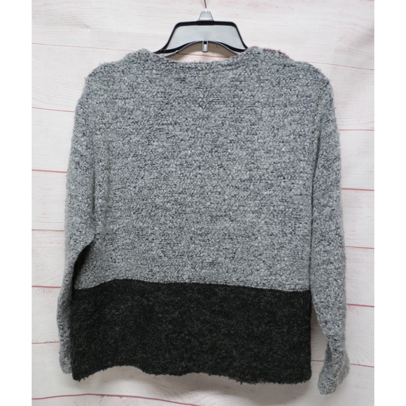 Coldwater Creek Size Medium Gray Black Red Colorblock Cardigan Sweater w/ Mohair - Picture 6 of 7